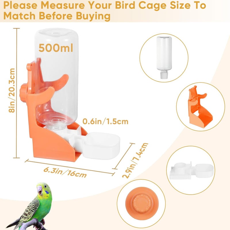 Kenond No Mess Bird Feeder for Cage, Automatic Drinker for Parakeet, Canary & Budgies (Orange) - Image 5